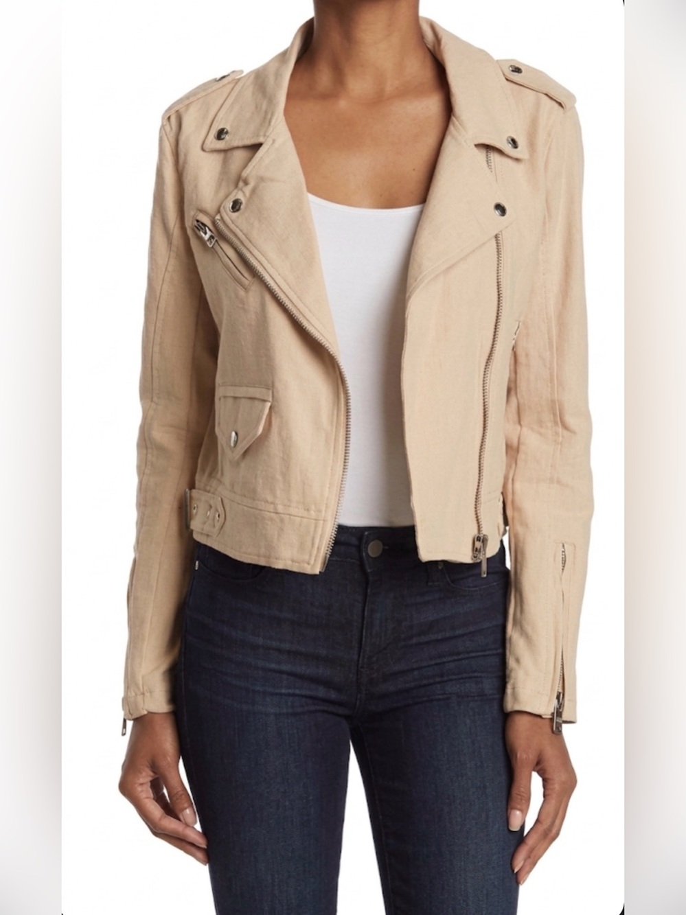 BLANKNYC Crepe Moto Jacket, Size M